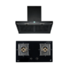 SET เครื่องดูดควันแบบติดผนัง รุ่น TCH 90-N2 Black และ เตาแก๊ส 2 หัวเตา แบบฝังเฟอร์นิเจอร์ รุ่น TNP HB SOMI 2073 GB